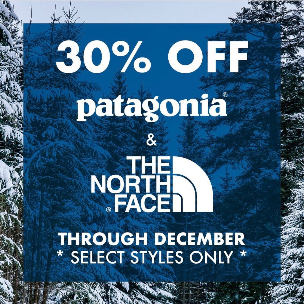 30% OFF Patagonia and The North Face select styles through December