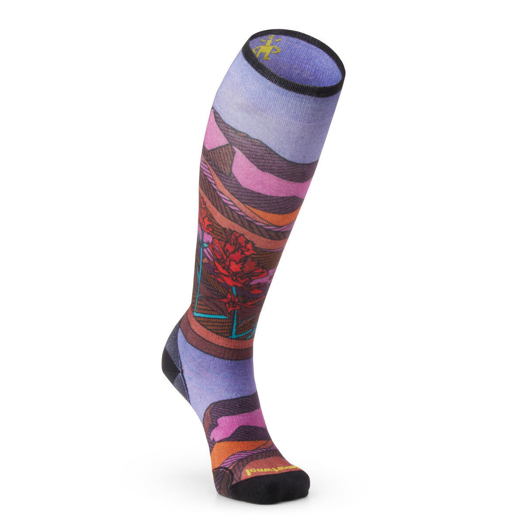 Women's Ski Zero Cushion Floral Field Print OTC Socks