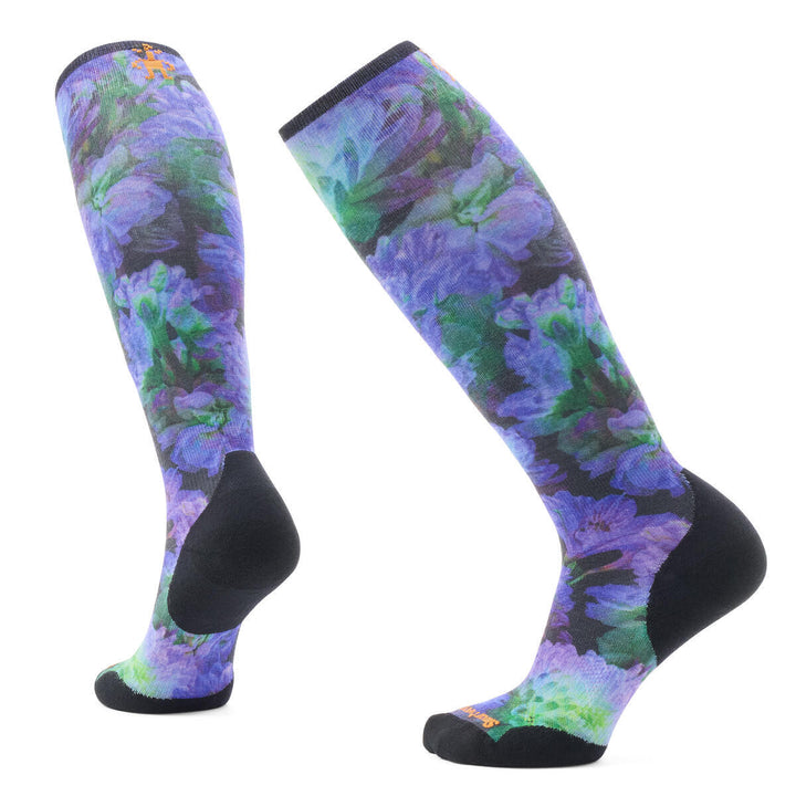 Women's Ski Targeted Cushion Electric Lotus Print OTC Socks
