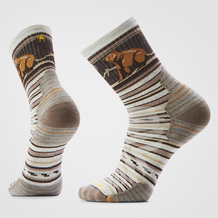 Hike Targeted Cushion Bear Stripe Mid Crew Socks