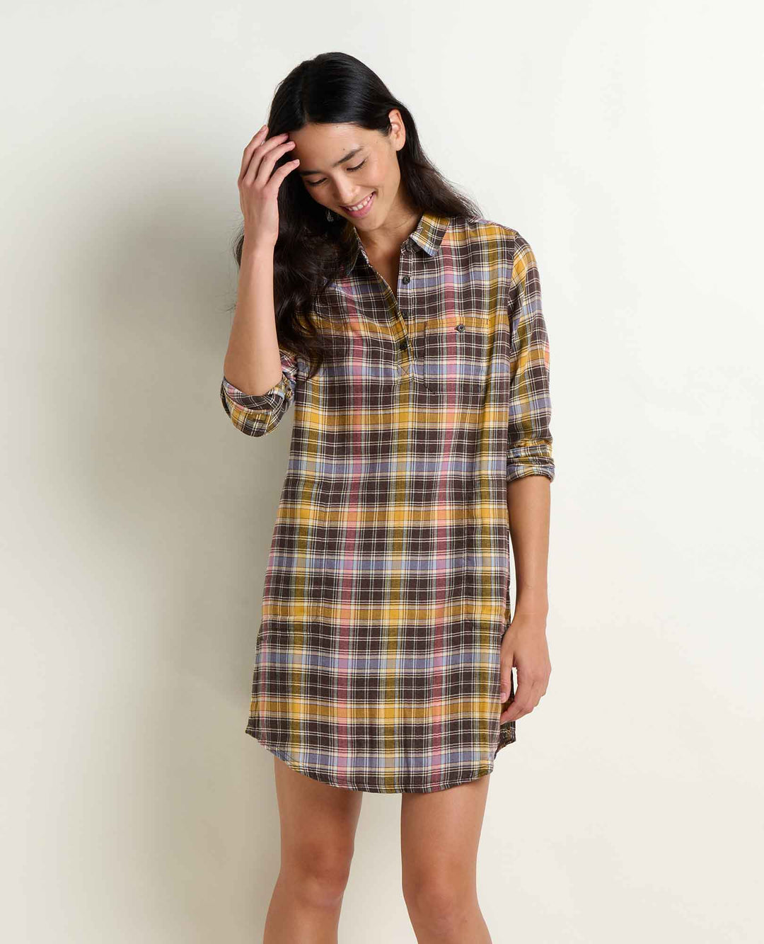 form fitting shirt dress MOTF Soirza WOMEN'S ELEGANT FORM-FITTING LONG SLEEVE SHIRT DRESS STAND COLLAR, FRONT OPENING MAXI DRESS, GRADIENT RANDOM FLORAL PATTERN