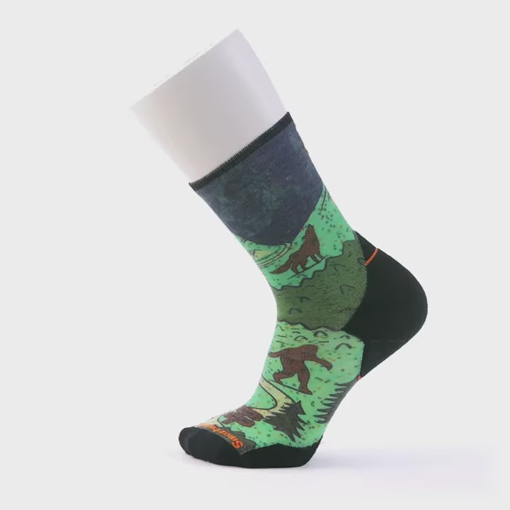 Trail Run Targeted Cushion Neature Print Crew Socks
