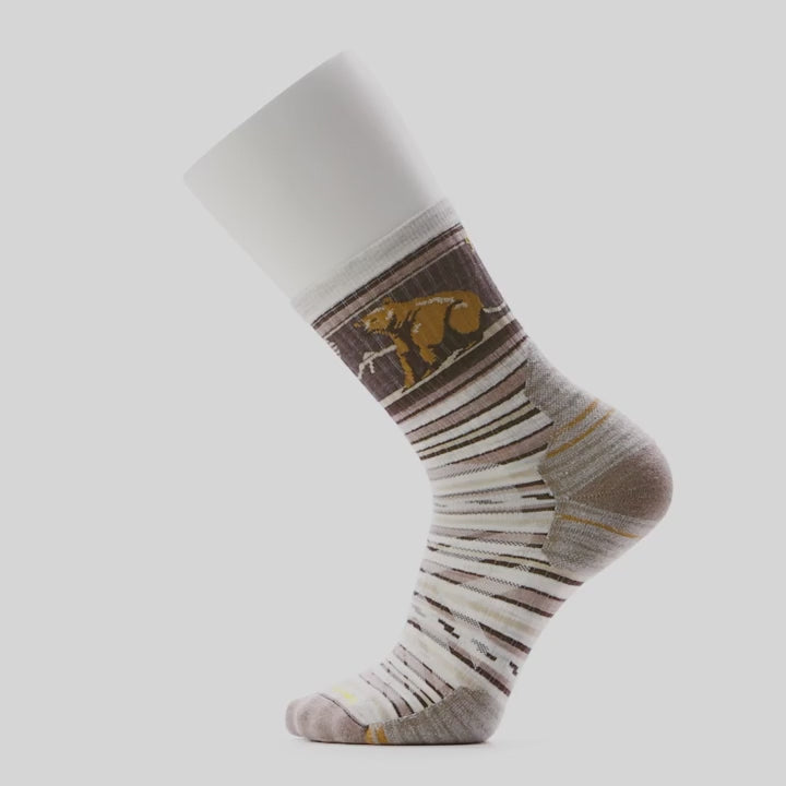 Hike Targeted Cushion Bear Stripe Mid Crew Socks